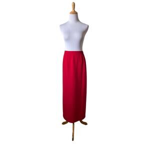 Kasper & Company Long Red Straight Pencil Career Skirt With Back Slit- Size 14
